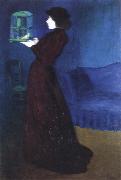 Jozsef Rippl-Ronai woman with a birdcage Spain oil painting artist